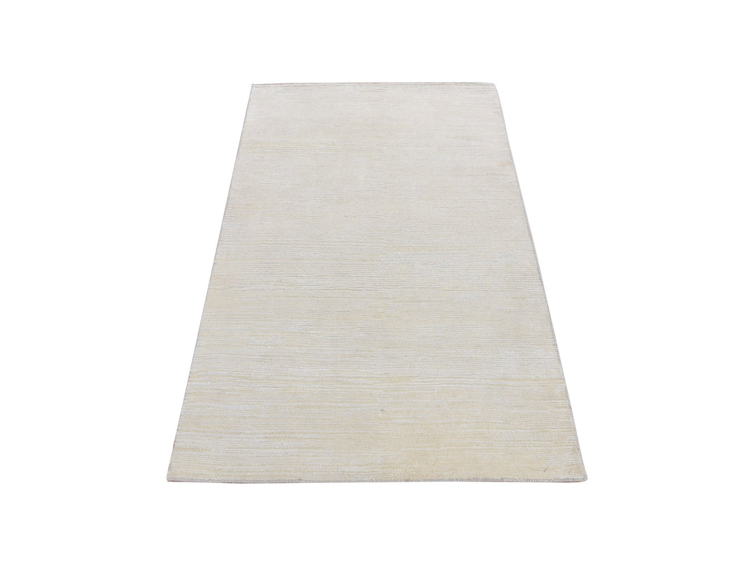 3'0" x 5'0" New Hand Knotted Ivory Wool & Silk Rectangle Oriental Rug - MOA10287604