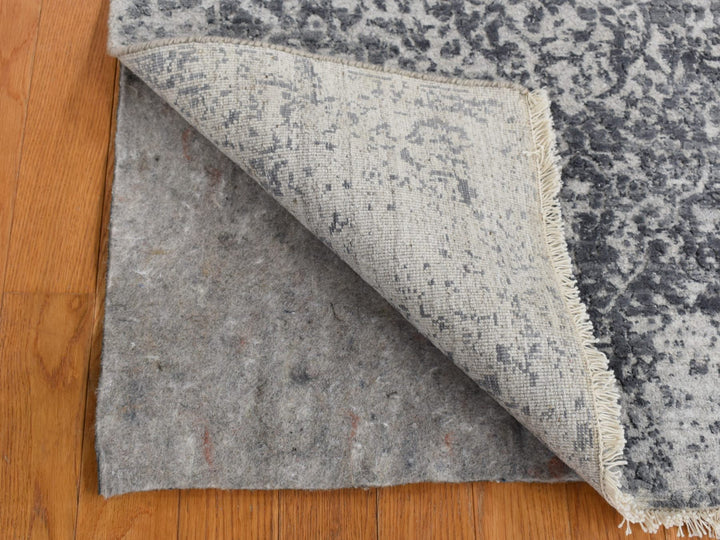 3'0" x 4'10" New Hand Knotted Grey Wool & Pure Silk Rectangle Oriental Rug - MOA10287605