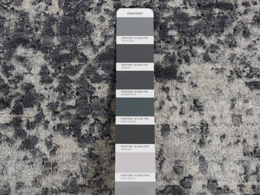 3'0" x 4'10" New Hand Knotted Grey Wool & Pure Silk Rectangle Oriental Rug - MOA10287605