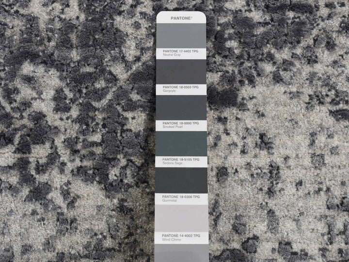3'0" x 4'10" New Hand Knotted Grey Wool & Pure Silk Rectangle Oriental Rug - MOA10287605