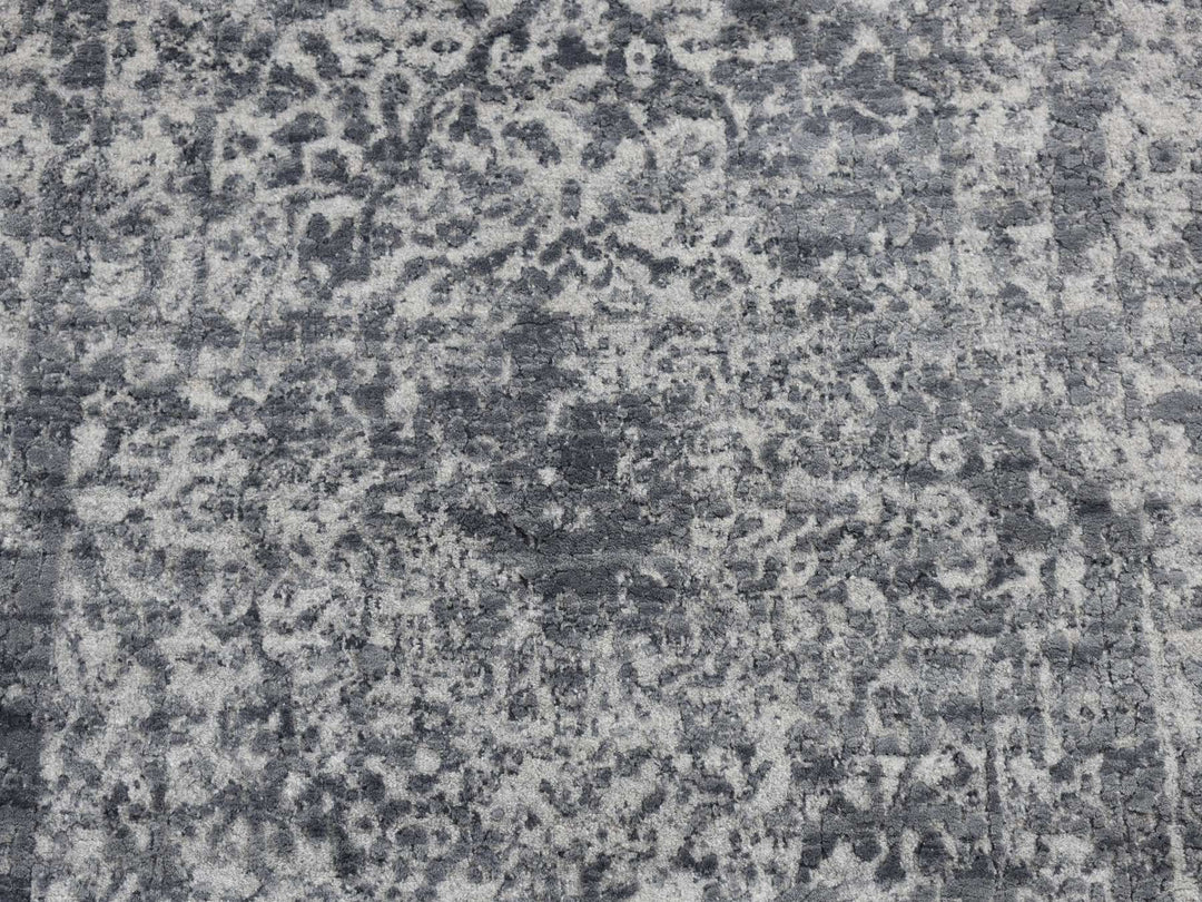 3'0" x 4'10" New Hand Knotted Grey Wool & Pure Silk Rectangle Oriental Rug - MOA10287605