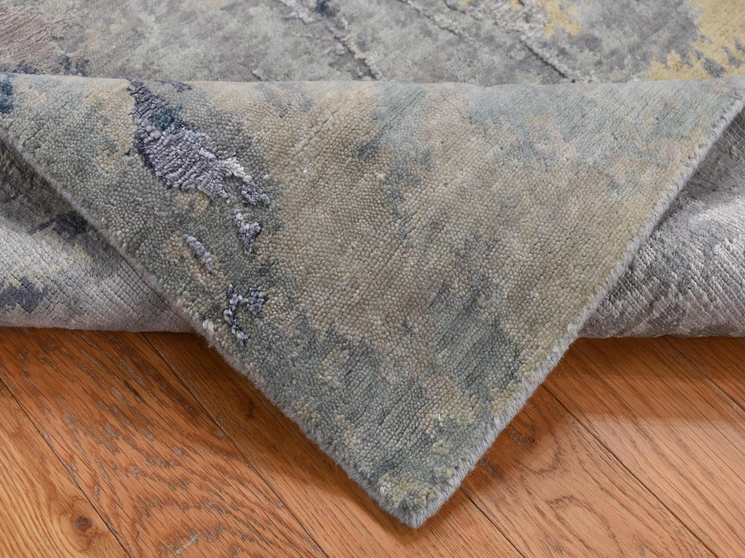3'0" x 5'0" New Hand Knotted Grey Wool & Silk Rectangle Oriental Rug - MOA10287607