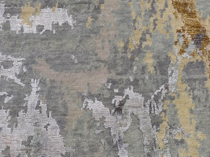 3'0" x 5'0" New Hand Knotted Grey Wool & Silk Rectangle Oriental Rug - MOA10287607