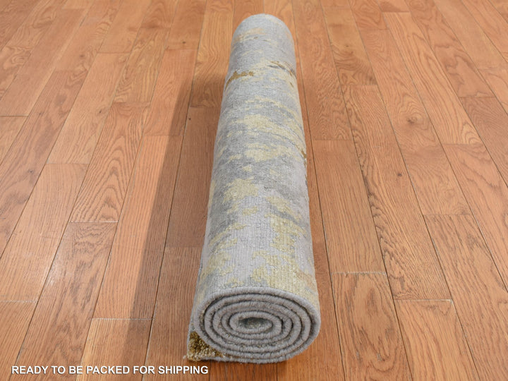 3'0" x 5'0" New Hand Knotted Grey Wool & Silk Rectangle Oriental Rug - MOA10287607