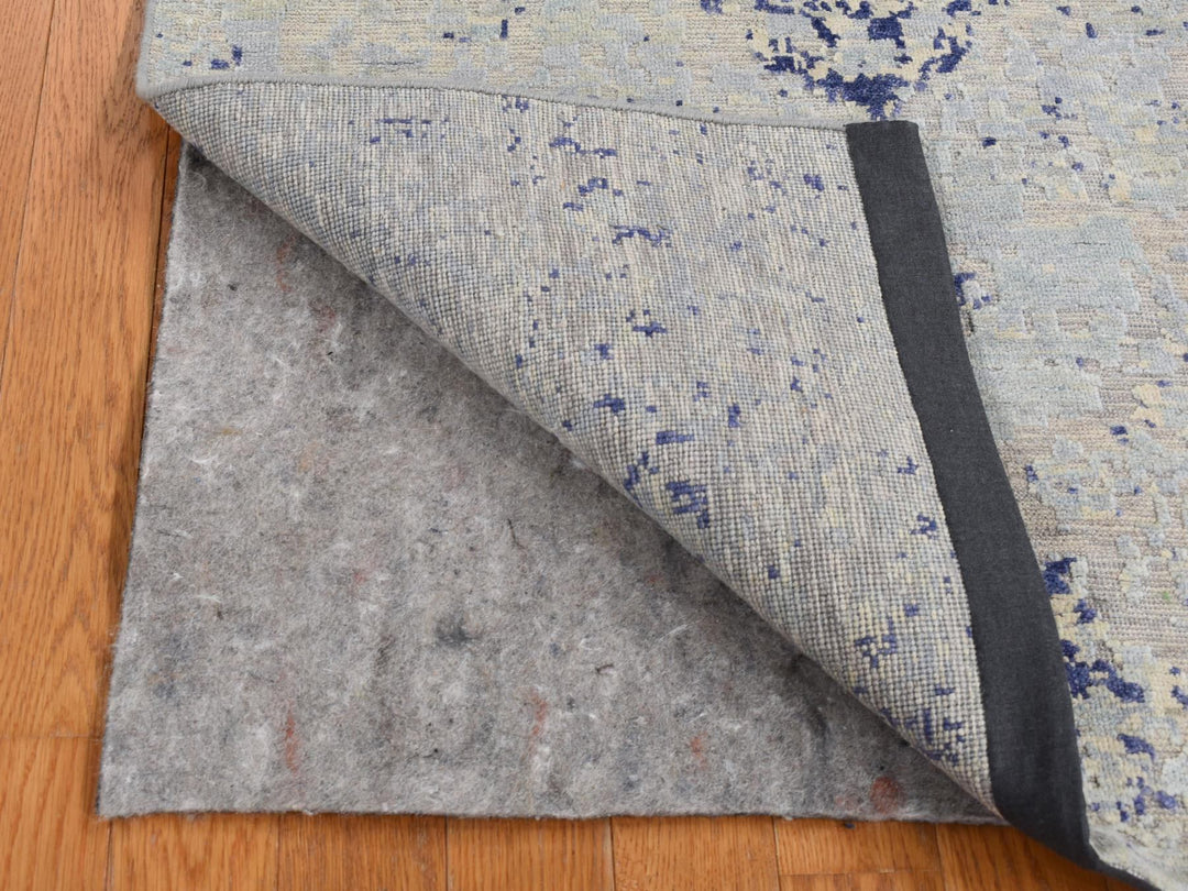 3'0" x 4'10" New Hand Knotted Blue Wool & Silk Rectangle Oriental Rug - MOA10287610
