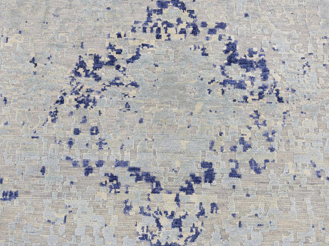 3'0" x 4'10" New Hand Knotted Blue Wool & Silk Rectangle Oriental Rug - MOA10287610
