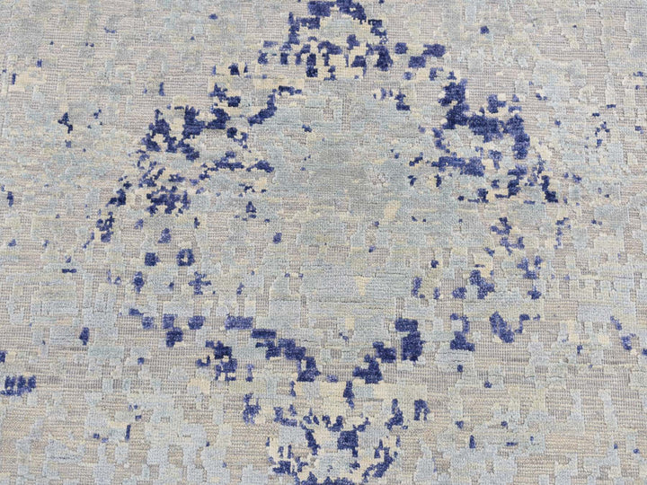 3'0" x 4'10" New Hand Knotted Blue Wool & Silk Rectangle Oriental Rug - MOA10287610