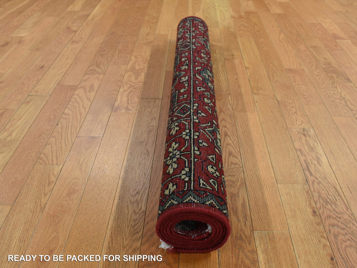 3'10" x 6'0" New Hand Knotted Red Wool Rectangle Oriental Rug - MOA10287611