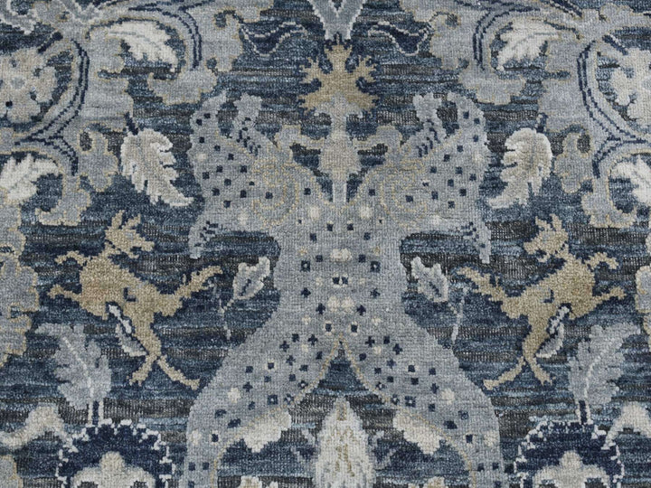 3'0" x 5'0" New Hand Knotted Grey Wool & Silk Rectangle Oriental Rug - MOA10287612