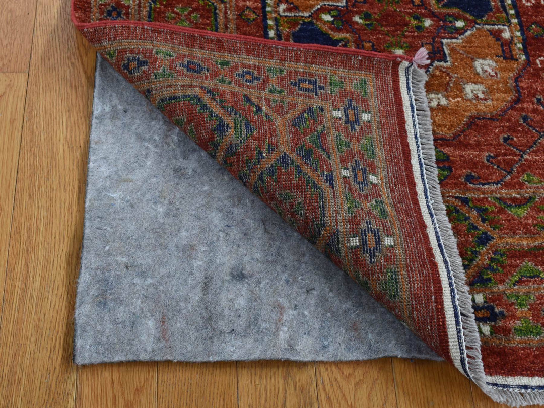 4'1" x 6'2" New Hand Knotted Red Wool Rectangle Oriental Rug - MOA10287613
