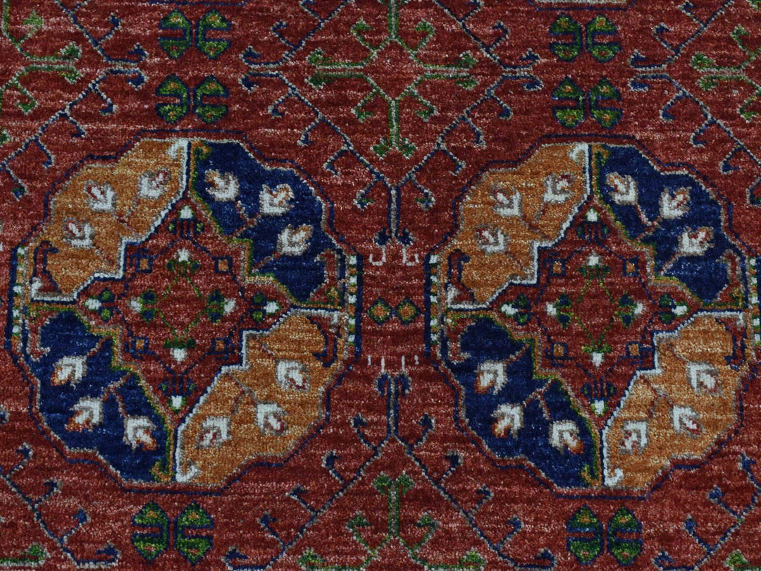 4'1" x 6'2" New Hand Knotted Red Wool Rectangle Oriental Rug - MOA10287613