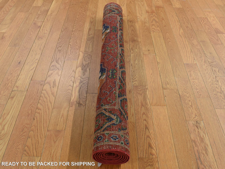 4'1" x 6'2" New Hand Knotted Red Wool Rectangle Oriental Rug - MOA10287613