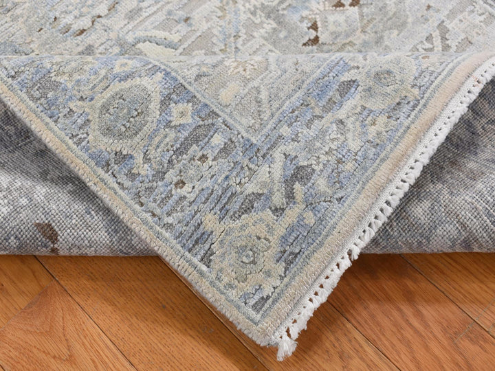 3'0" x 5'3" New Hand Knotted Blue Wool & Pure Silk Rectangle Oriental Rug - MOA10287615