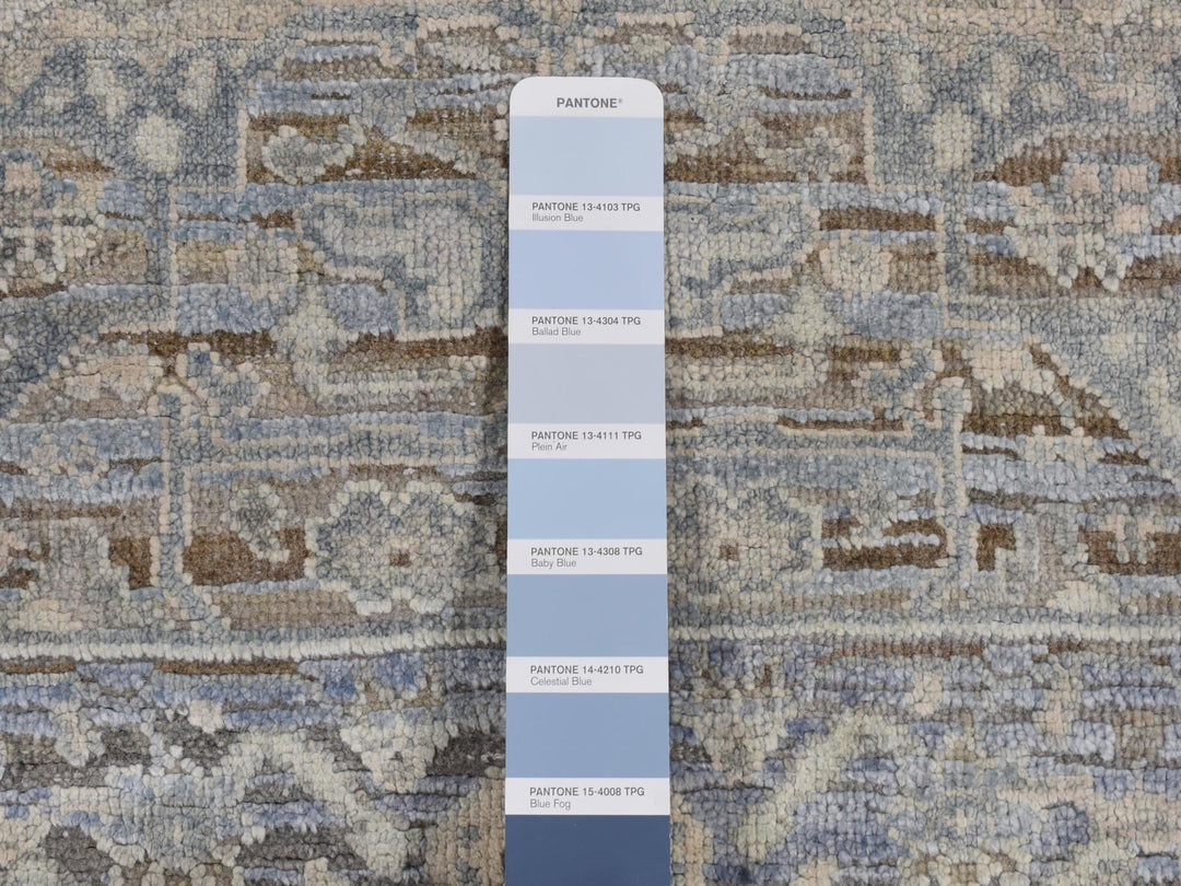 3'0" x 5'3" New Hand Knotted Blue Wool & Pure Silk Rectangle Oriental Rug - MOA10287615