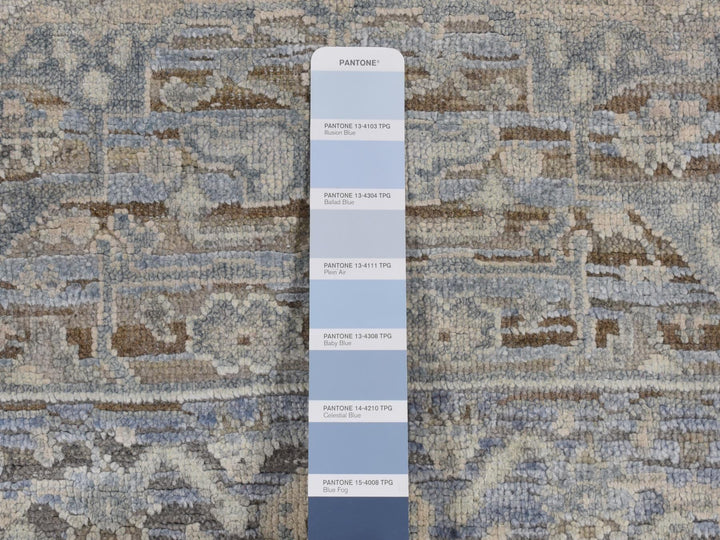 3'0" x 5'3" New Hand Knotted Blue Wool & Pure Silk Rectangle Oriental Rug - MOA10287615