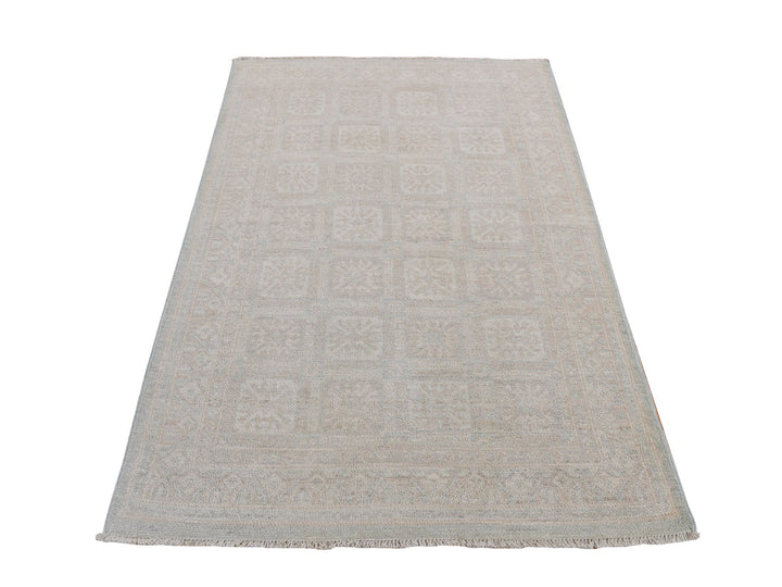 4'0" x 6'0" New Hand Knotted Beige Wool Rectangle Oriental Rug - MOA10287616