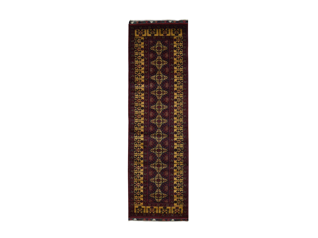 3'0" x 10'2" New Hand Knotted Red Wool Runner Oriental Rug - MOA10287617
