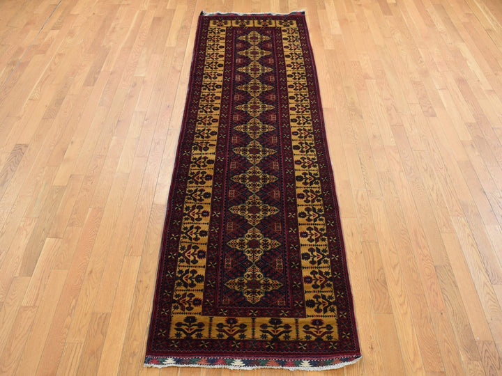 3'0" x 10'2" New Hand Knotted Red Wool Runner Oriental Rug - MOA10287617