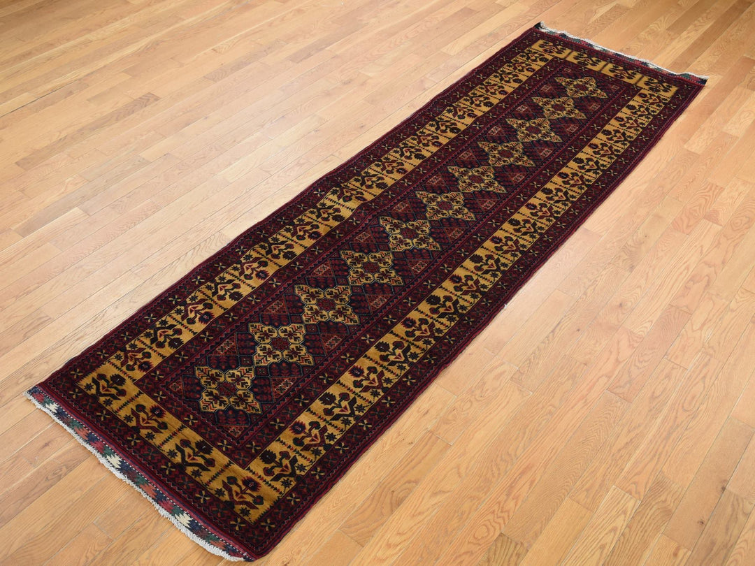 3'0" x 10'2" New Hand Knotted Red Wool Runner Oriental Rug - MOA10287617