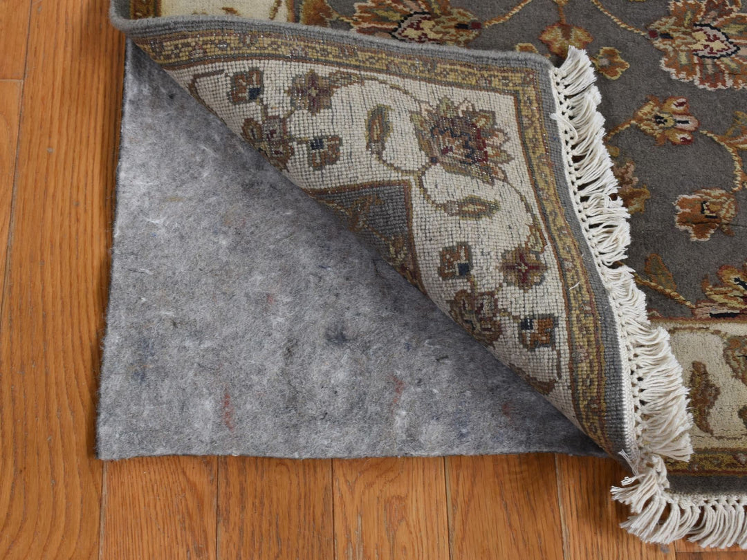 2'6" x 20'0" New Hand Knotted Grey Wool & Silk Runner Oriental Rug - MOA10287619