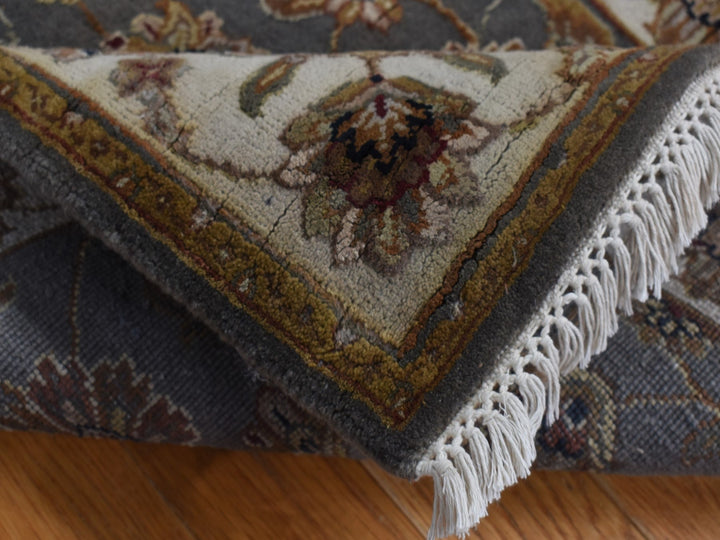 2'6" x 20'0" New Hand Knotted Grey Wool & Silk Runner Oriental Rug - MOA10287619