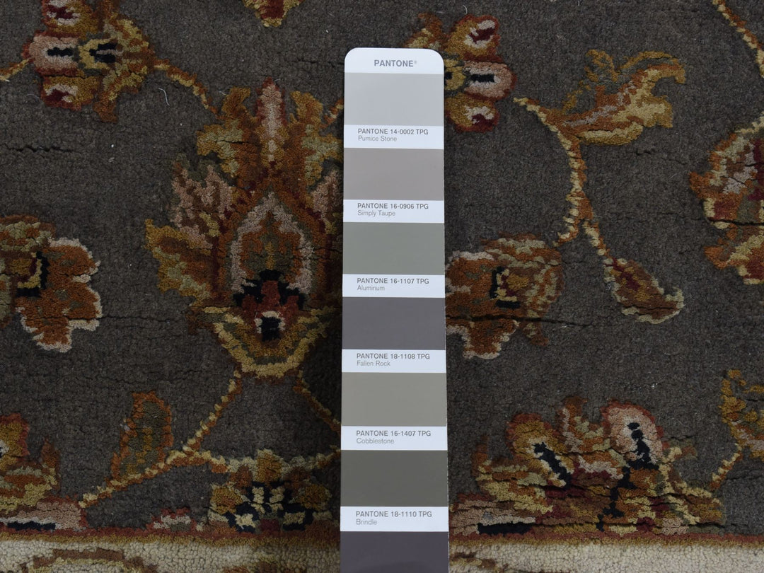 2'6" x 20'0" New Hand Knotted Grey Wool & Silk Runner Oriental Rug - MOA10287619