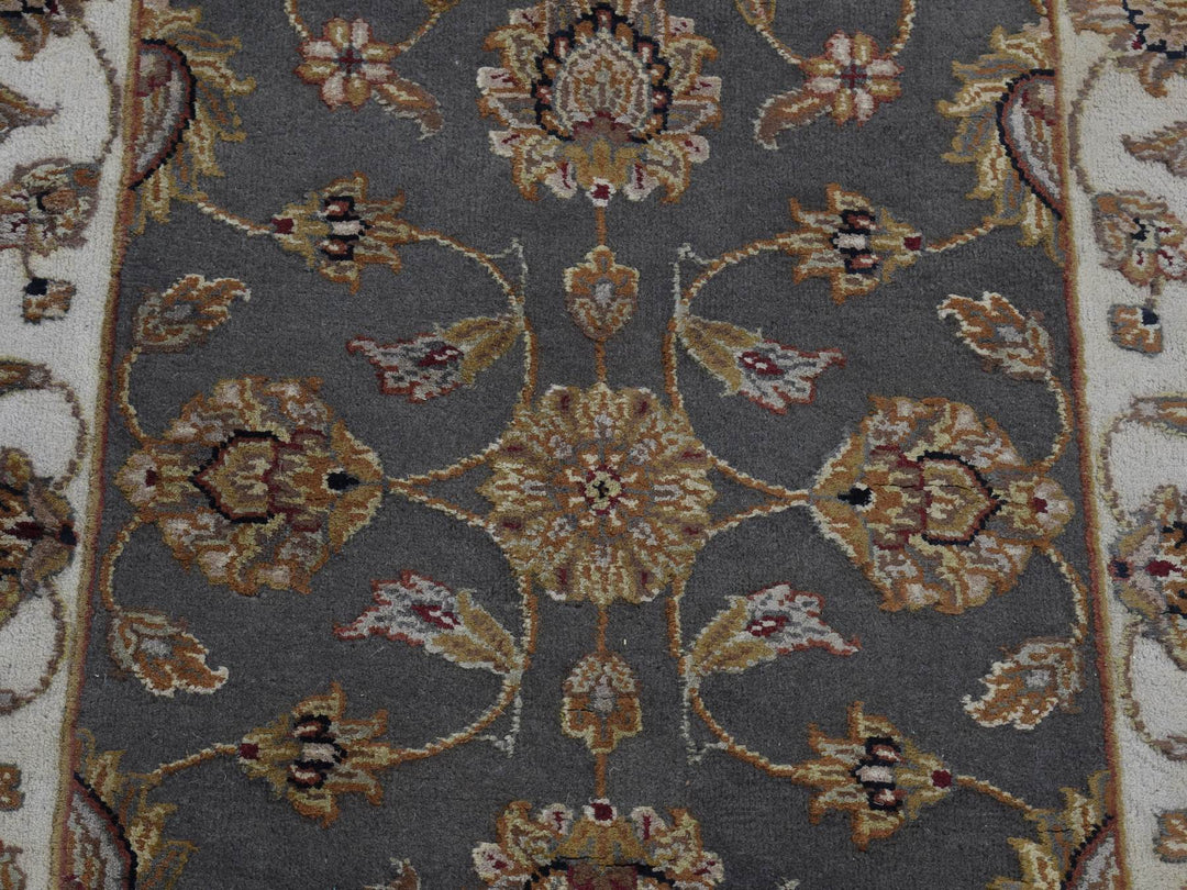 2'6" x 20'0" New Hand Knotted Grey Wool & Silk Runner Oriental Rug - MOA10287619