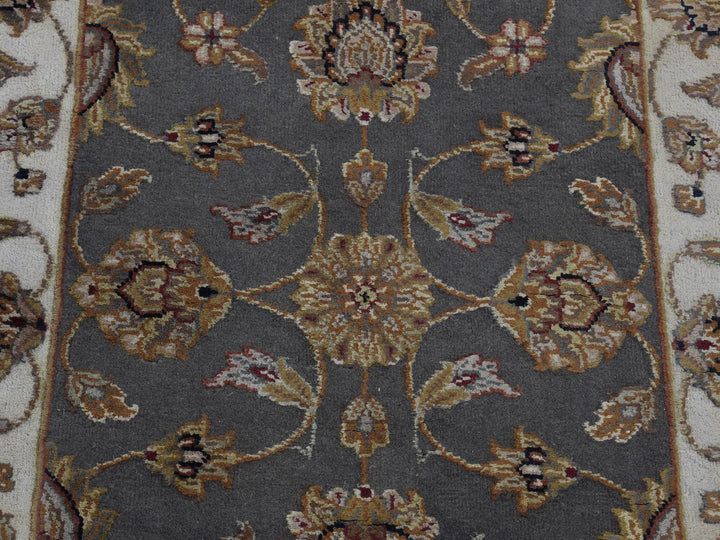 2'6" x 20'0" New Hand Knotted Grey Wool & Silk Runner Oriental Rug - MOA10287619