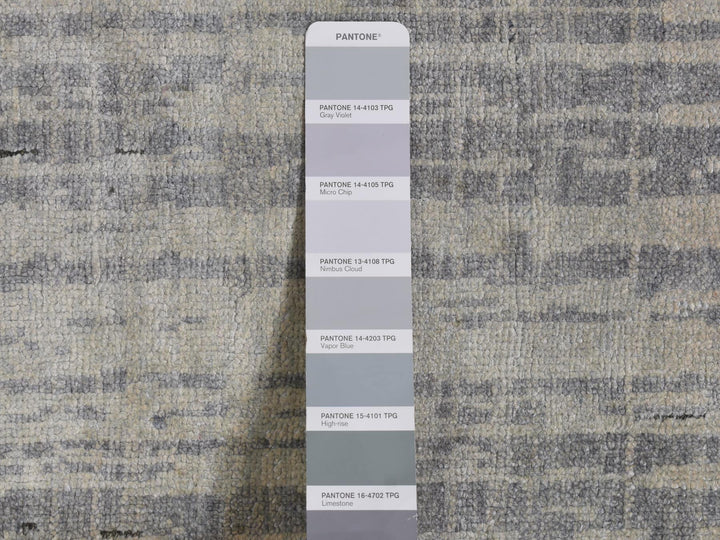 3'0" x 9'0" New Hand Knotted Grey Silk Runner Oriental Rug - MOA10287620