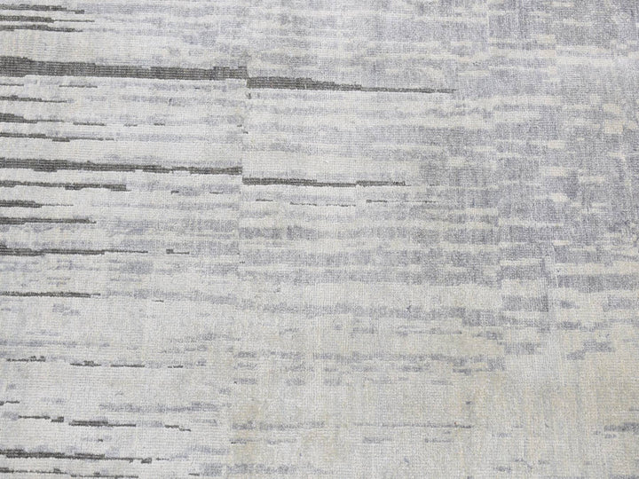 3'0" x 9'0" New Hand Knotted Grey Silk Runner Oriental Rug - MOA10287620