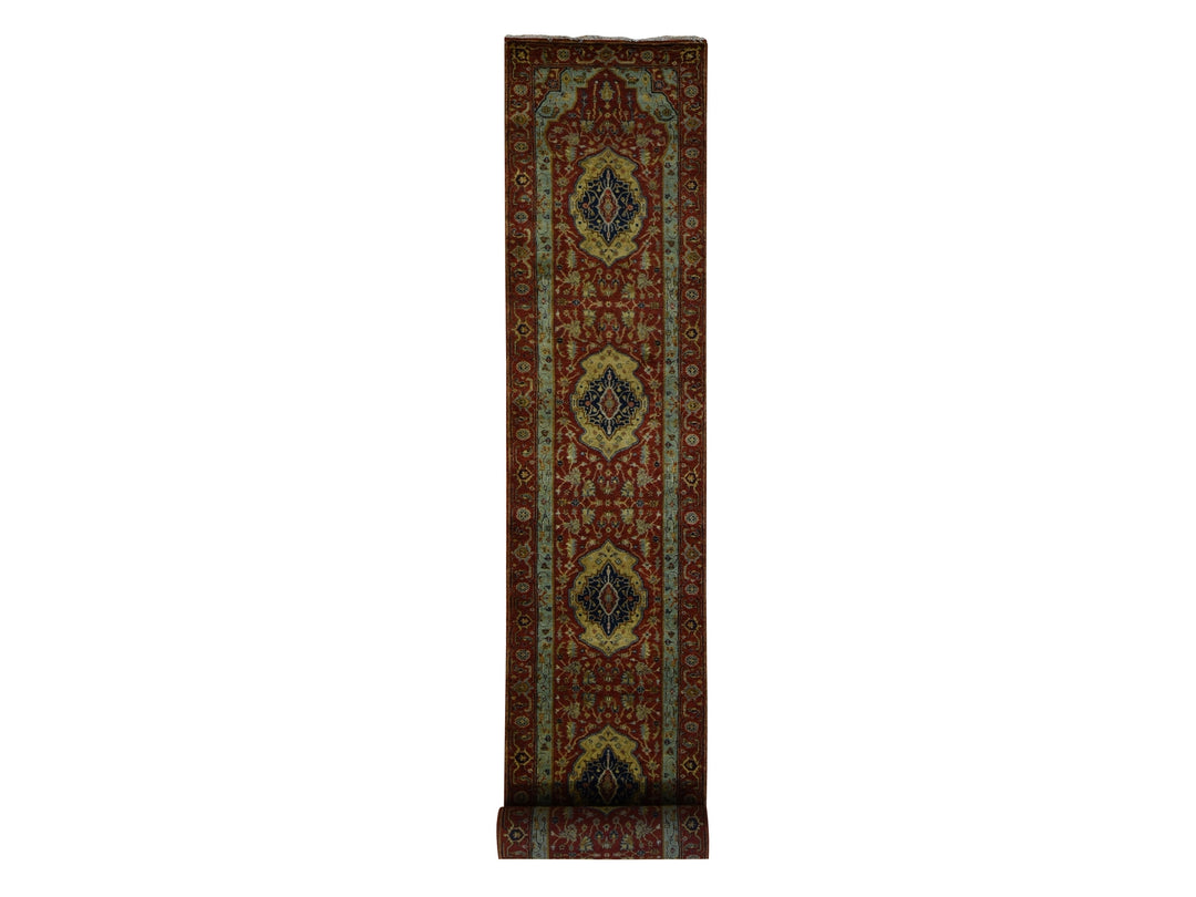 2'7" x 17'7" New Hand Knotted Red Wool Runner Oriental Rug - MOA10287623