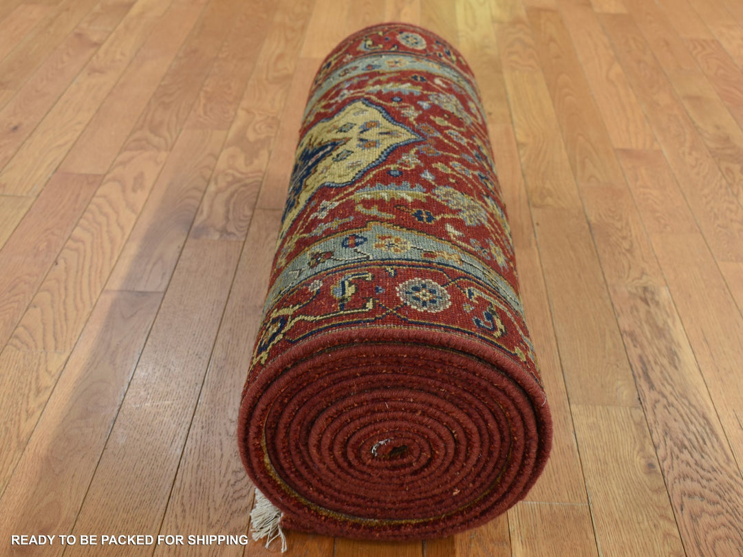 2'7" x 17'7" New Hand Knotted Red Wool Runner Oriental Rug - MOA10287623