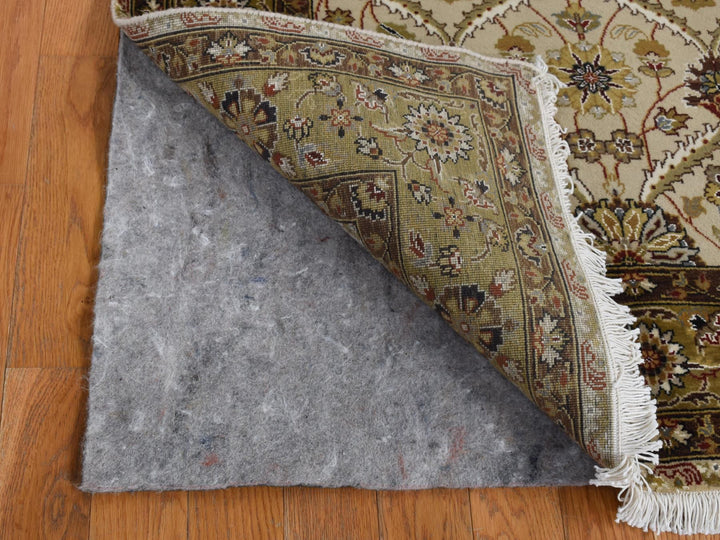 3'6" x 10'3" New Hand Knotted Brown Wool & Silk Runner Oriental Rug - MOA10287624