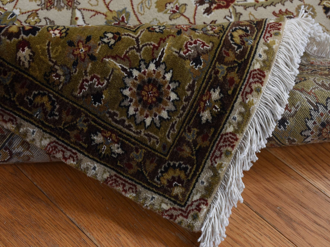 3'6" x 10'3" New Hand Knotted Brown Wool & Silk Runner Oriental Rug - MOA10287624