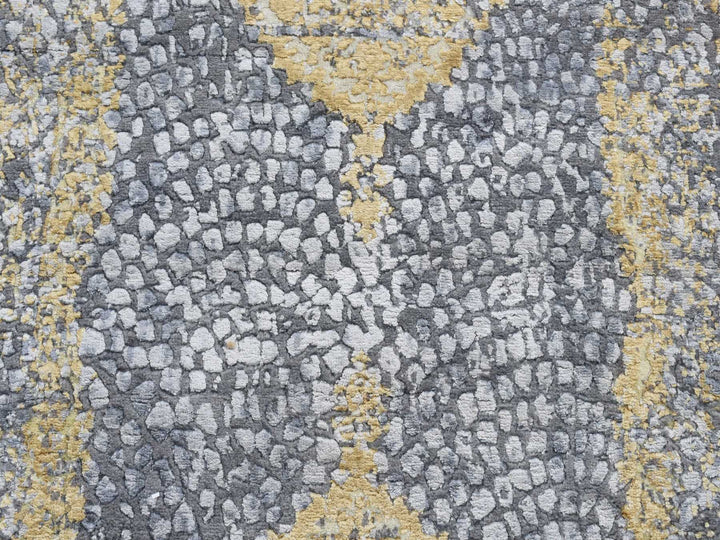 3'0" x 8'0" New Hand Knotted Grey Wool & Pure Silk Runner Oriental Rug - MOA10287627