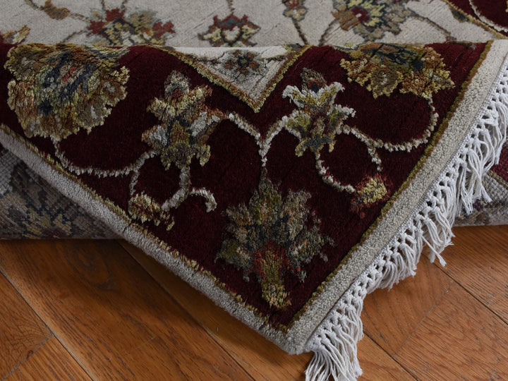 2'8" x 14'1" New Hand Knotted Ivory Wool & Silk Runner Oriental Rug - MOA10287628