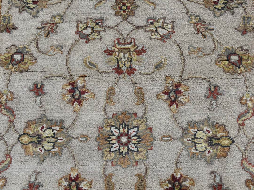 2'8" x 14'1" New Hand Knotted Ivory Wool & Silk Runner Oriental Rug - MOA10287628