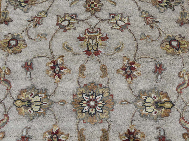 2'8" x 14'1" New Hand Knotted Ivory Wool & Silk Runner Oriental Rug - MOA10287628
