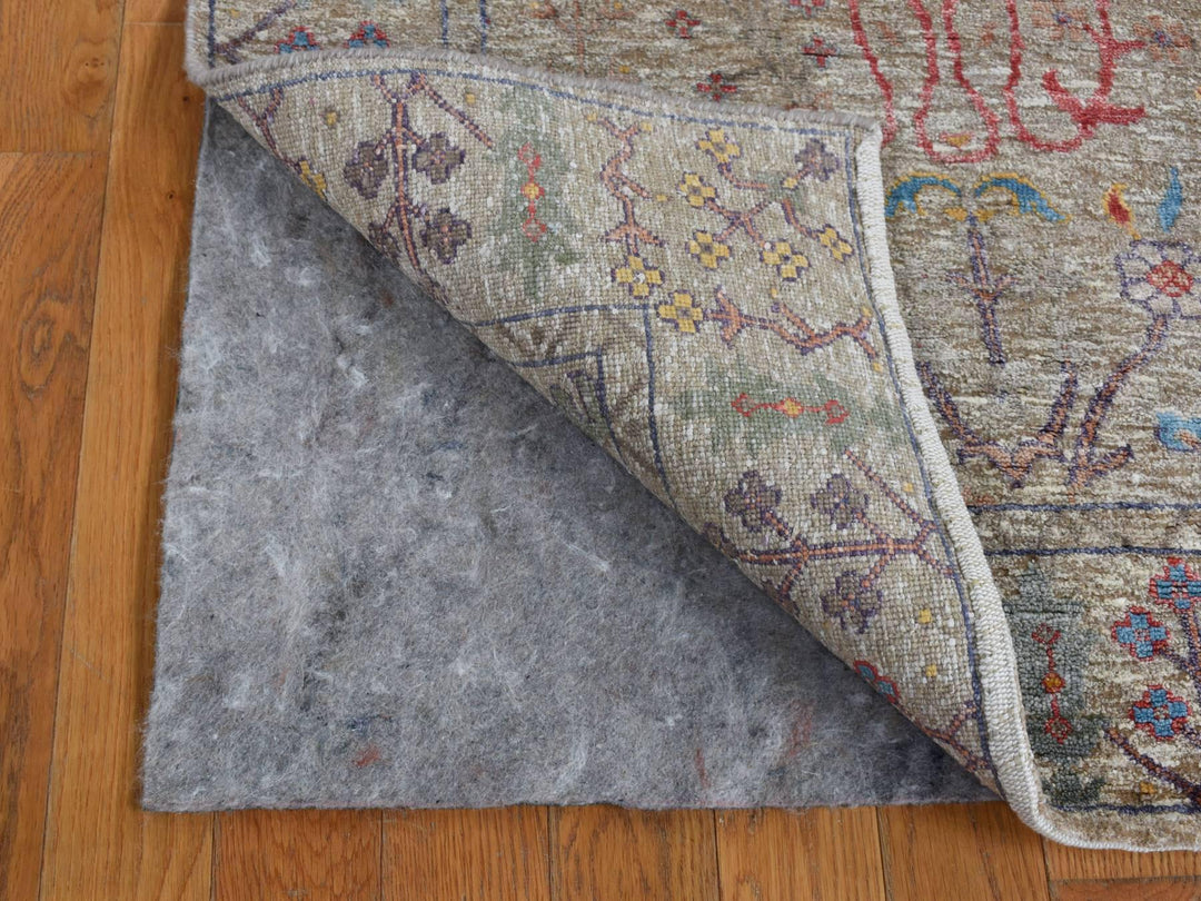 3'1" x 12'0" New Hand Knotted Brown Wool & Silk Runner Oriental Rug - MOA10287629