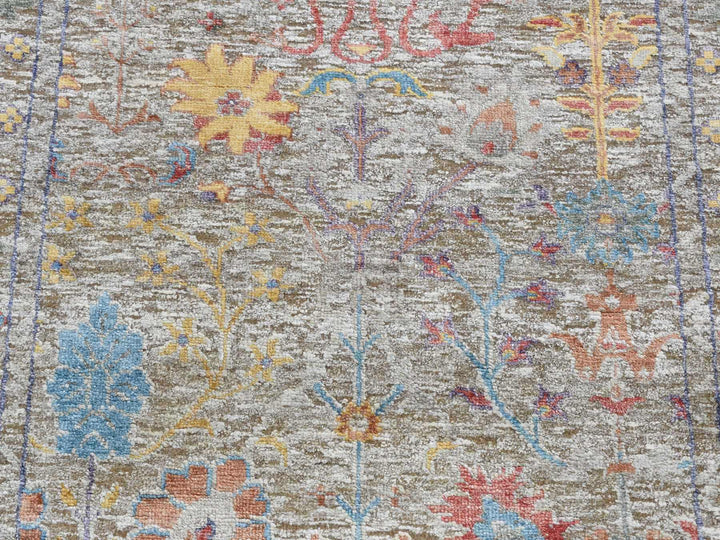 3'1" x 12'0" New Hand Knotted Brown Wool & Silk Runner Oriental Rug - MOA10287629
