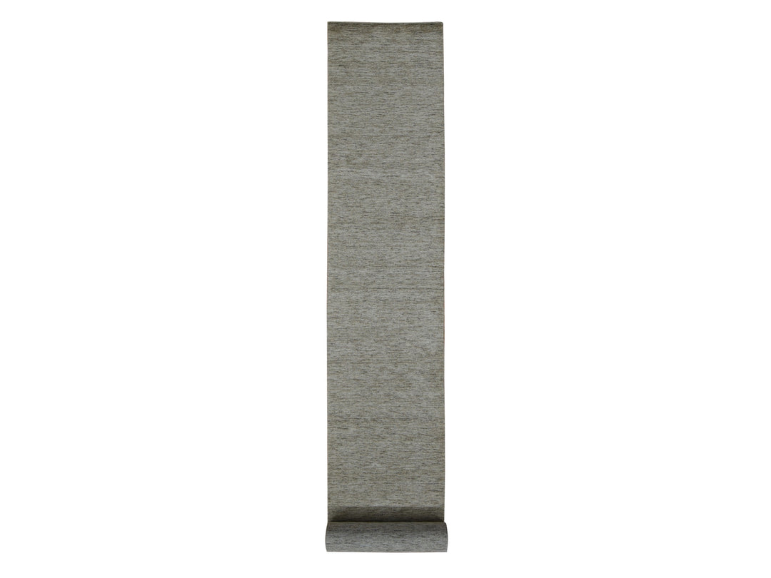 2'7" x 18'2" New Hand Loomed Grey Wool Runner Oriental Rug - MOA10287632