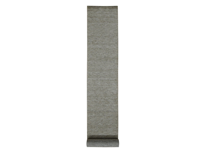 2'7" x 18'2" New Hand Loomed Grey Wool Runner Oriental Rug - MOA10287632