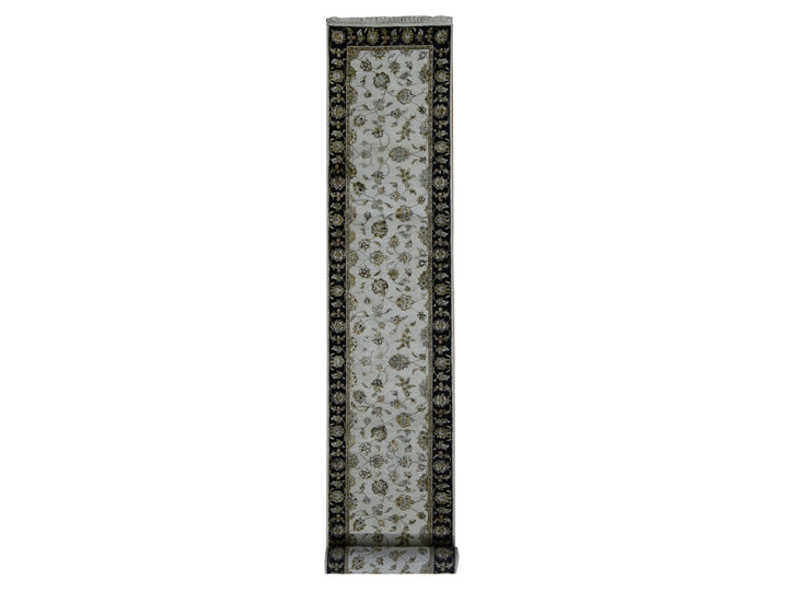 2'7" x 16'0" New Hand Knotted Ivory Wool & Silk Runner Oriental Rug - MOA10287633