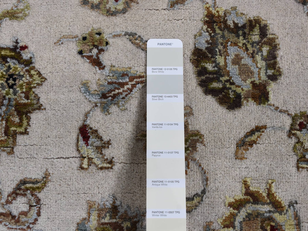 2'7" x 16'0" New Hand Knotted Ivory Wool & Silk Runner Oriental Rug - MOA10287633