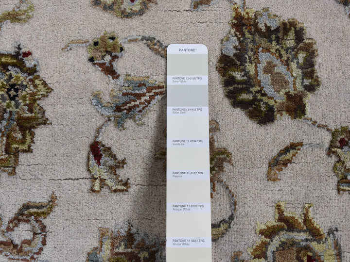 2'7" x 16'0" New Hand Knotted Ivory Wool & Silk Runner Oriental Rug - MOA10287633
