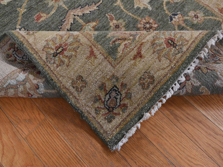 3'6" x 32'2" New Hand Knotted Green Wool Runner Oriental Rug - MOA10287634