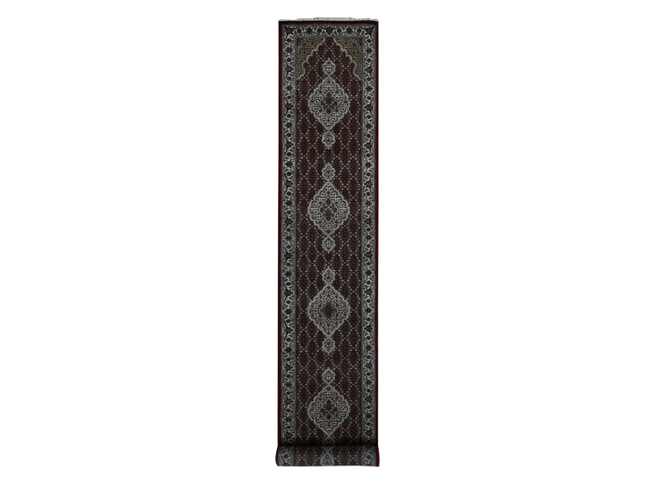 2'7" x 15'8" New Hand Knotted Red Wool & Silk Runner Oriental Rug - MOA10287635