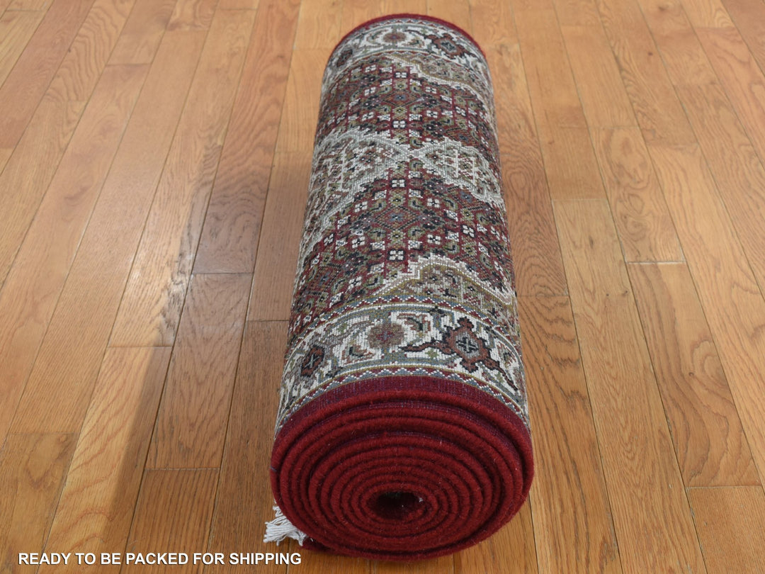 2'7" x 15'8" New Hand Knotted Red Wool & Silk Runner Oriental Rug - MOA10287635