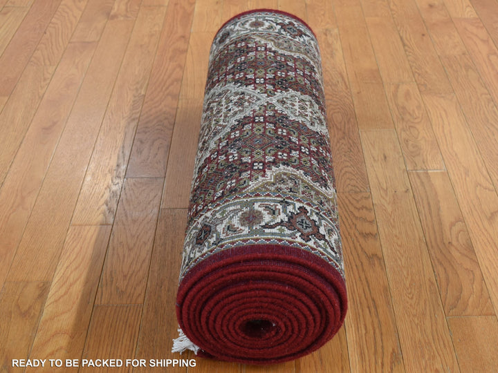 2'7" x 15'8" New Hand Knotted Red Wool & Silk Runner Oriental Rug - MOA10287635
