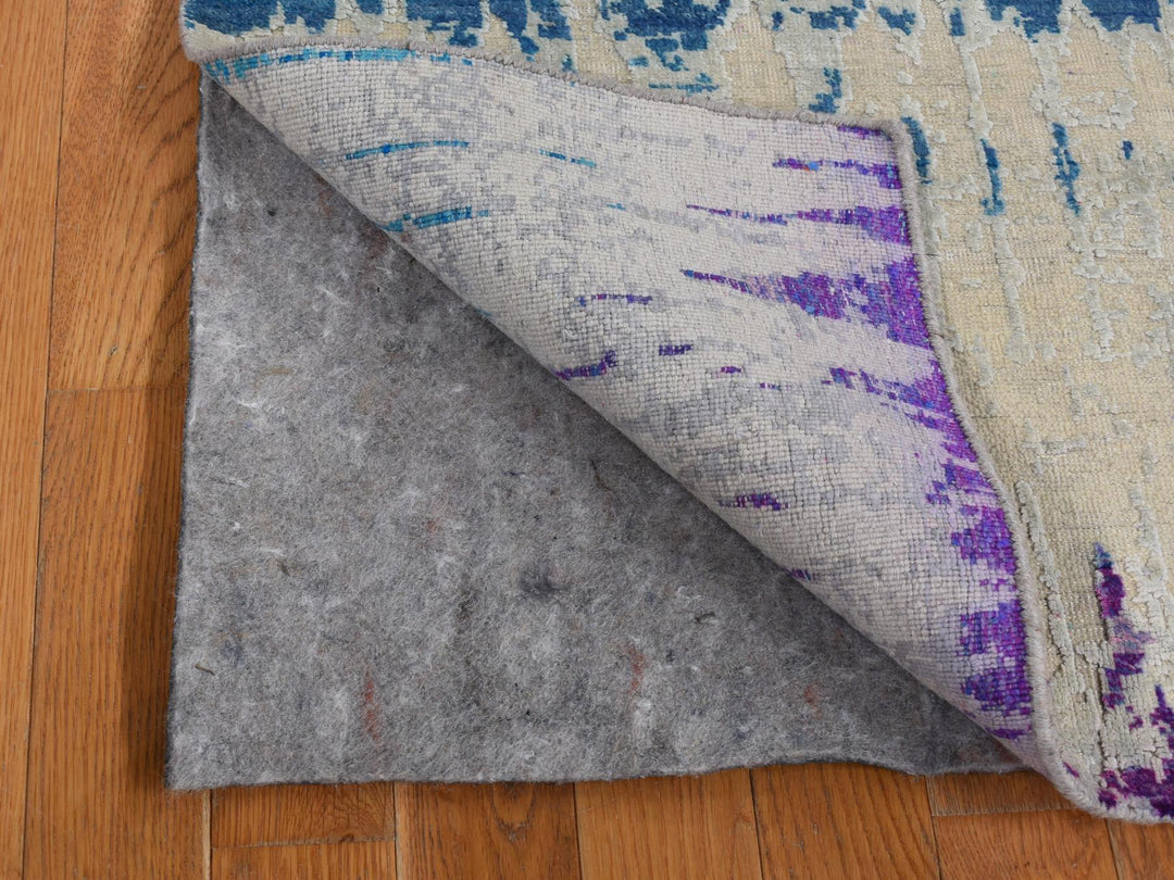 2'7" x 14'0" New Hand Knotted Ivory Wool & Silk Runner Oriental Rug - MOA10287636